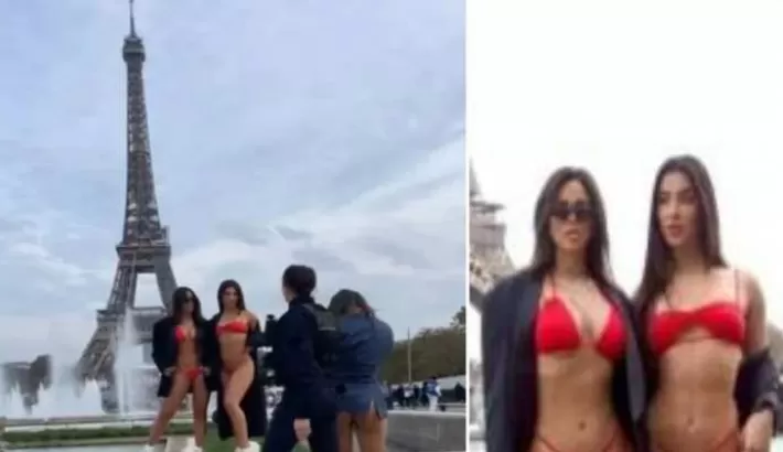 एफिल टावर के सामने दो लड़कियों ने कराया बिकनी फोटोशूट, सोशल मीडिया में मचा बवाल 