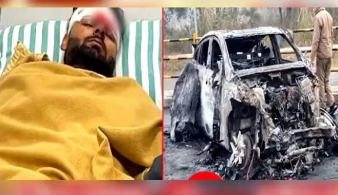 क्रिकेटर ऋषभ पंत का रूड़की के पास हुआ एक्सीडेंट, कार जलकर हुई राख 