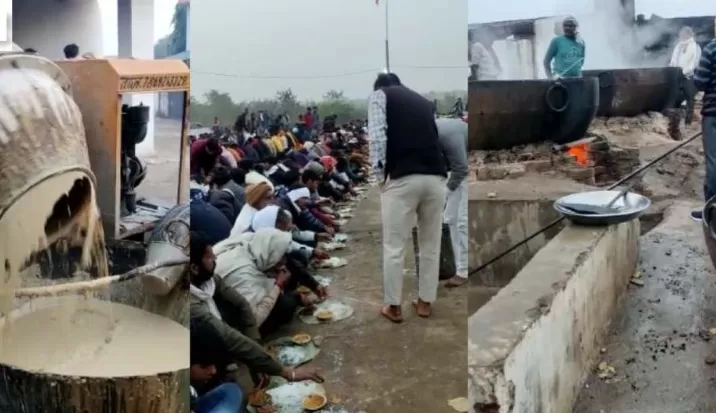 दो जेसीबी, तीन कॉन्क्रीट मिक्सर मशीन, 50 से ज्यादा ट्रैक्टर ट्रॉलियों और 400 से ज्यादा लोगों से बन रहा मंदिर का प्रसाद...