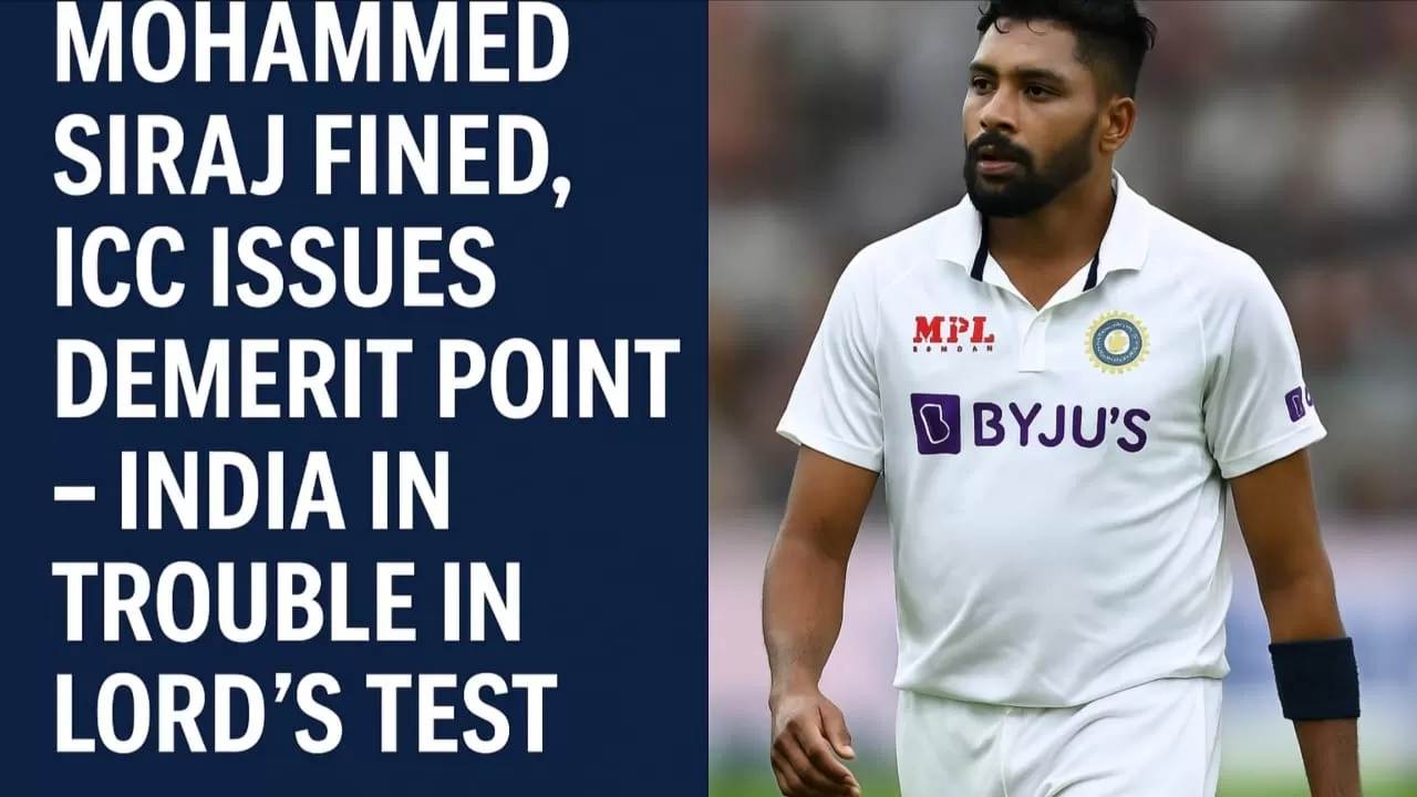 मोहम्मद सिराज पर जुर्माना, ICC ने लगाया डिमेरिट प्वाइंट – लॉर्ड्स टेस्ट में भारत मुश्किल में