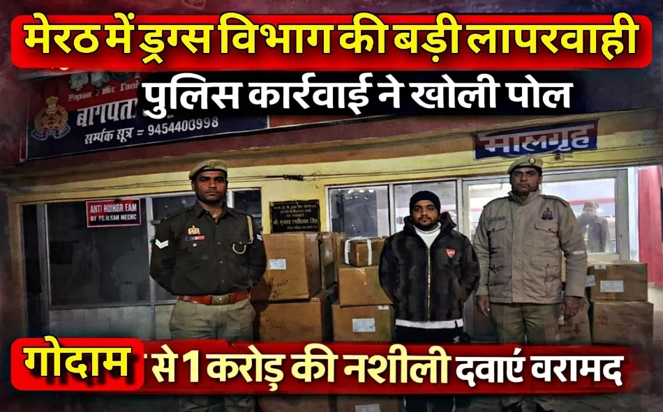 मेरठ में 1 करोड़ की नशीली दवाएं बरामद, पुलिस छापे से ड्रग्स विभाग की बड़ी लापरवाही उजागर