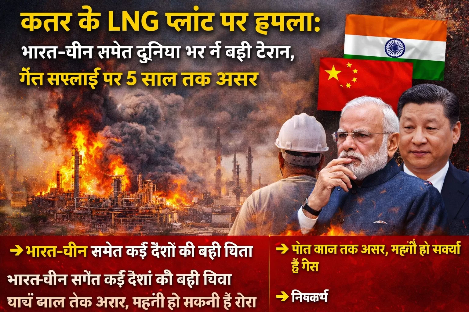   कतर के गैस प्लांट पर हमला: भारत-चीन समेत दुनिया के कई देशों पर मंडराया ऊर्जा संकट   ---  