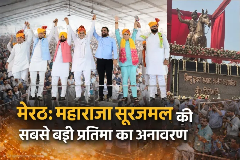 मेरठ: 50 हजार की भीड़ में महाराजा सूरजमल की सबसे बड़ी प्रतिमा का अनावरण, भगवंत मान रहे मौजूद