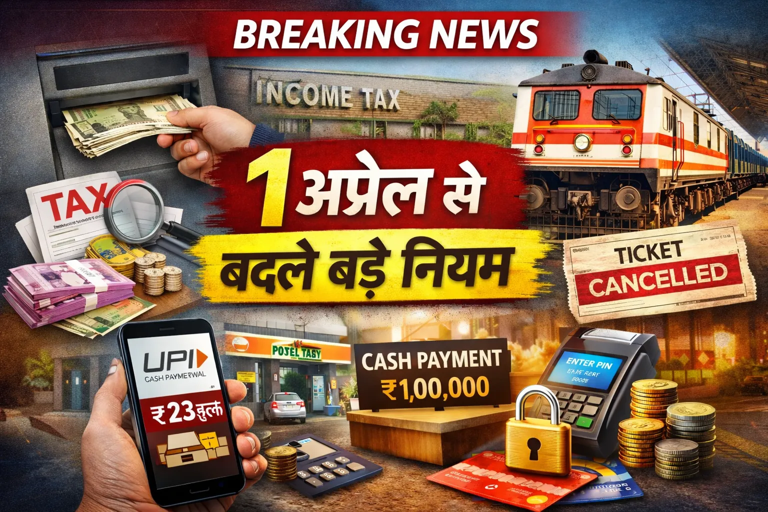 1 अप्रैल से बदले बड़े नियम: कैश ट्रांजैक्शन, ATM, UPI और रेलवे टिकट के नए नियम लागू