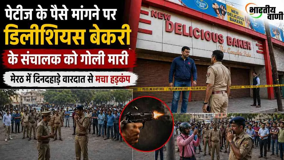 मेरठ में पेटीज के पैसे मांगने पर बेकरी संचालक को गोली मारी, डिलीशियस बेकरी पर हमला