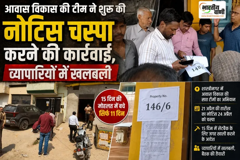 Meerut Shastri nagar में आवास विकास की कार्रवाई, व्यापारियों को सेटबैक नोटिस चस्पा, मची खलबली