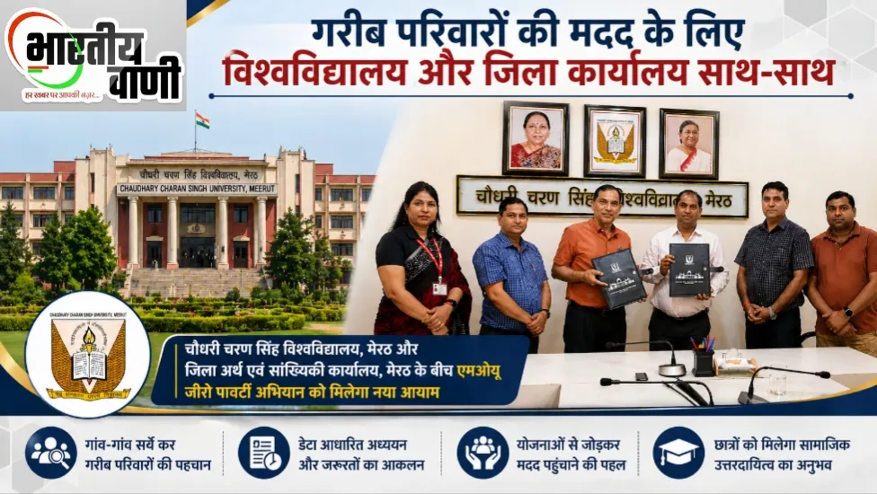CCSU मेरठ और जिला कार्यालय के बीच समझौता, गरीब परिवारों की मदद के लिए मिलकर करेंगे काम