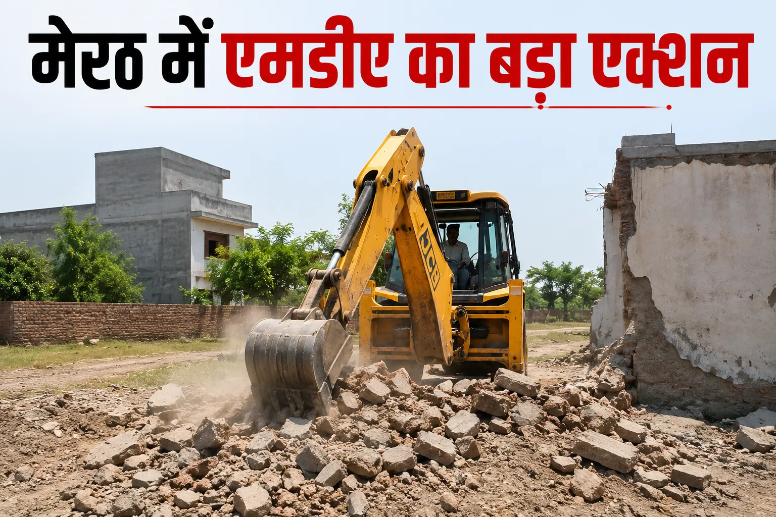 मेरठ में एमडीए का बड़ा एक्शन: परतापुर की दो अवैध कॉलोनियों पर चला बुलडोजर, सड़क-सीवर ध्वस्त
